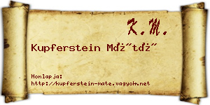 Kupferstein Máté névjegykártya